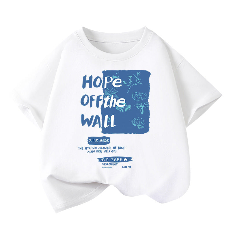 Camiseta de manga corta holgada de algodón para niño