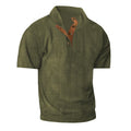 Camiseta de pana de manga corta con cuello alto para hombre,