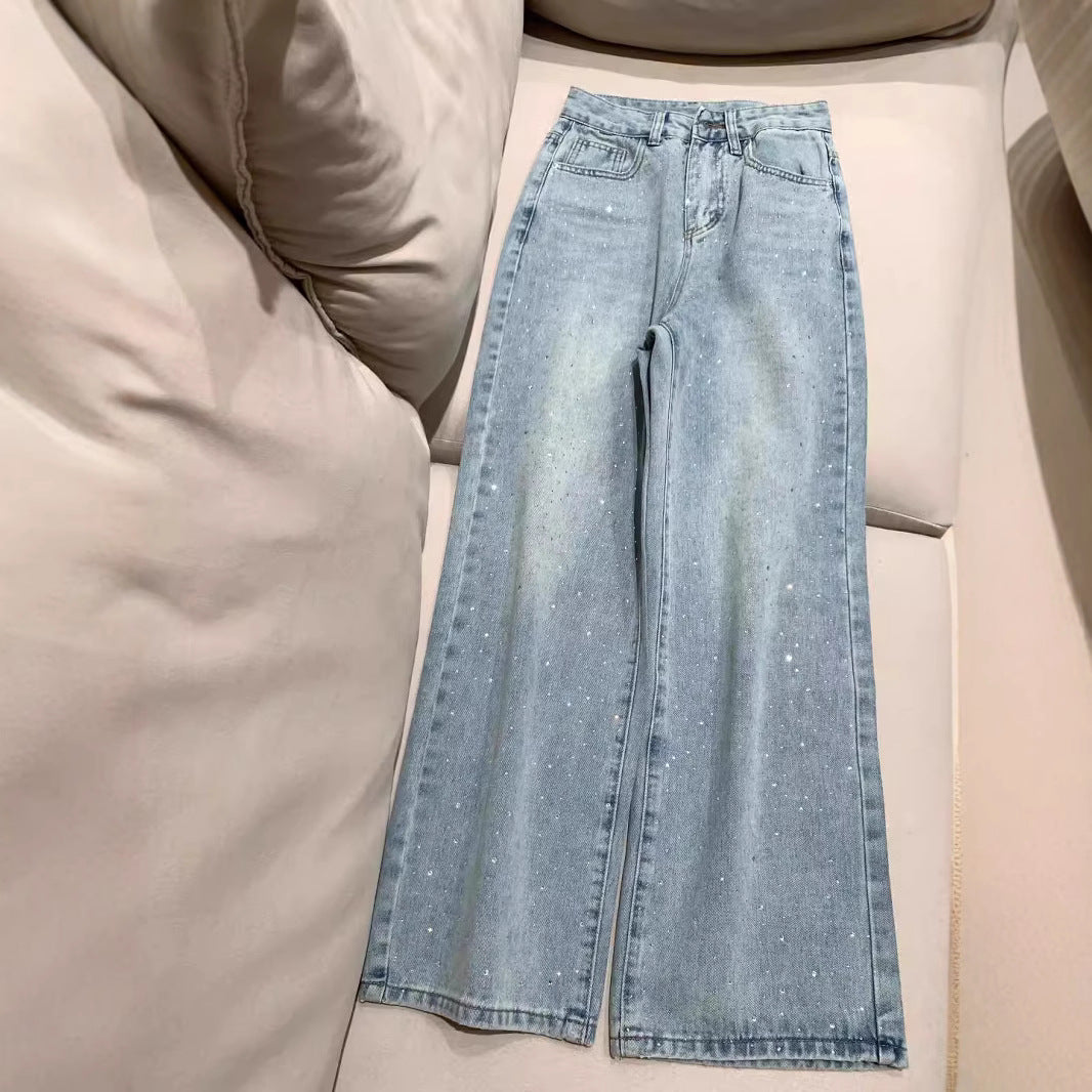 Pantalones Vaqueros de Pierna Ancha con Brillo para Mujer
