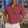 Camisa de manga corta a rayas estampada para hombre