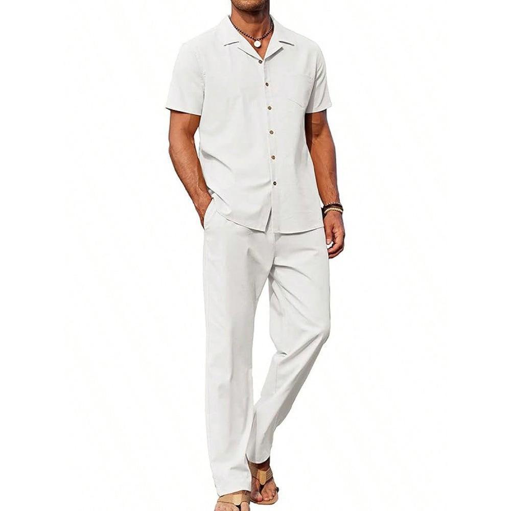Conjunto de dos piezas de camisa de manga corta y pantalón informal