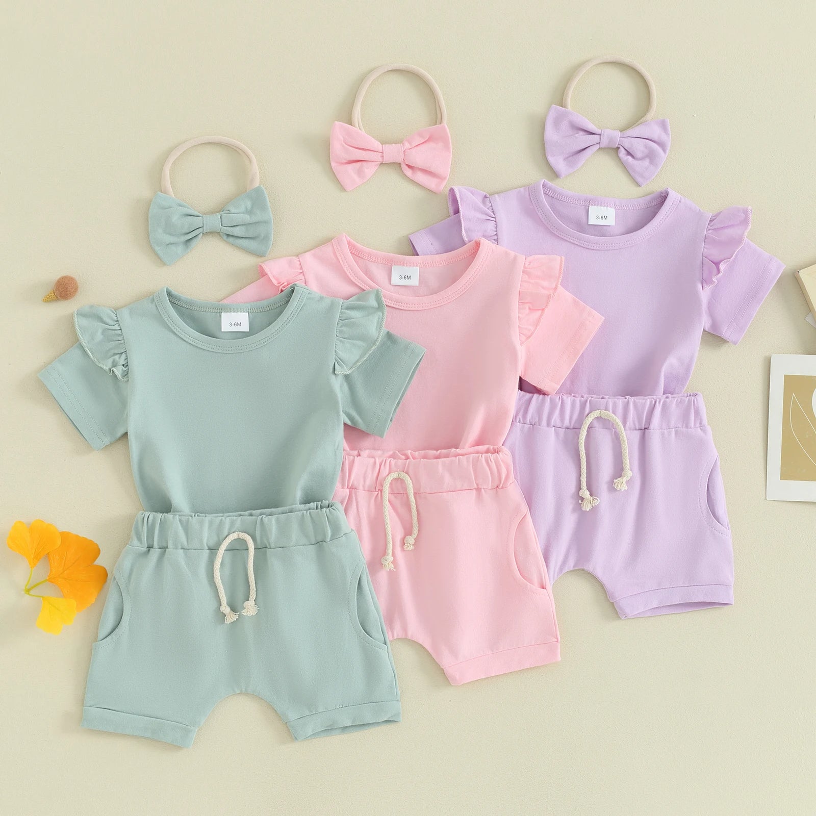 Conjunto de Lino de 3 Piezas para Niña — Natural y Fresco Verano