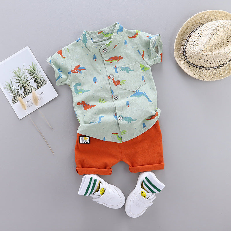Conjunto Manga Corta Estampado Integral Dinosaurios para Niños