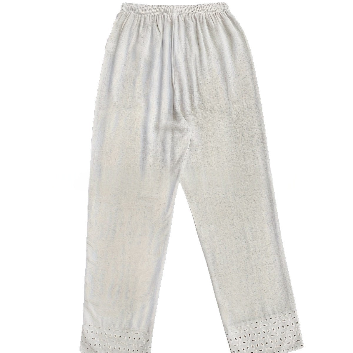 Pantalones cortos de cintura elástica con encaje bordado y patchwork,