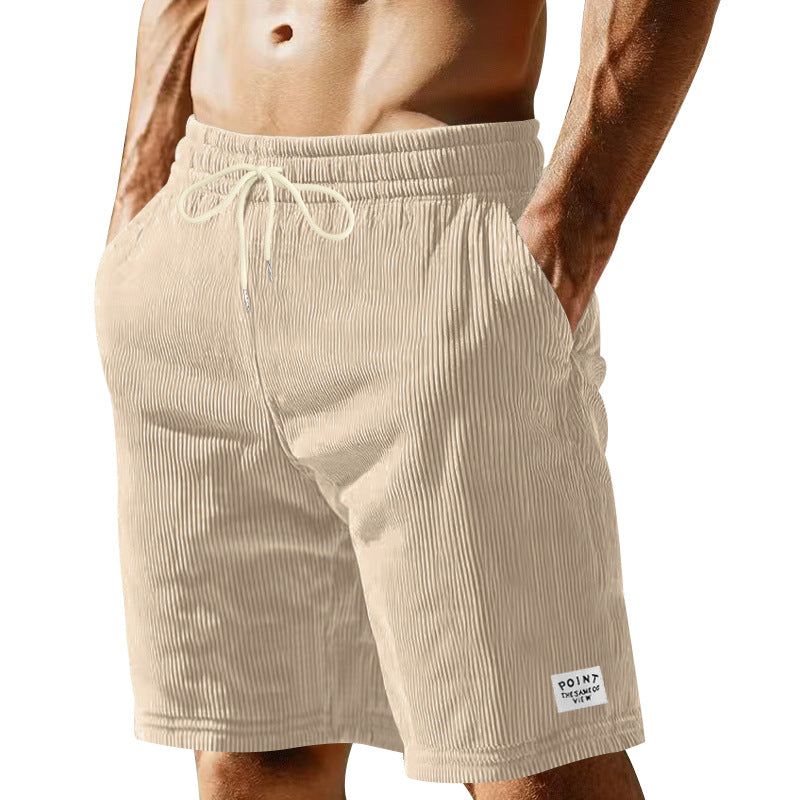 Pantalones cortos de hombre de color liso, con cordones, corte holgado y pierna recta para el verano
