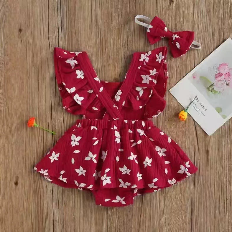 Pelele para Niña con Estampado y Lazo — Algodón Bebé