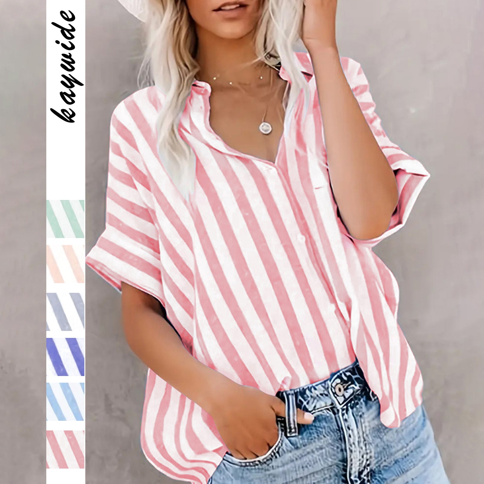 Cárdigan holgado de rayas bicolor para mujer
