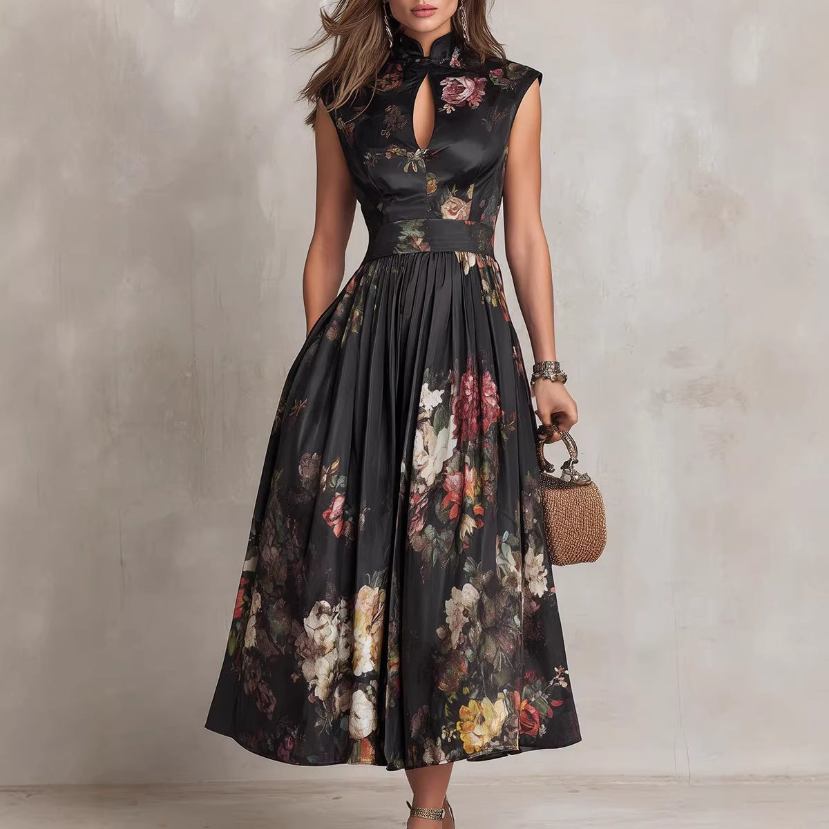 Vestido sin Mangas Estampado Slim Fit para Mujer