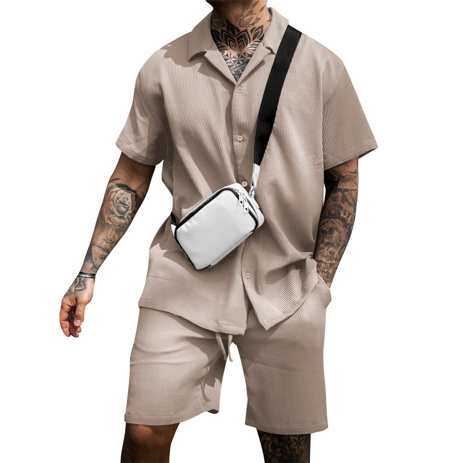 Traje de polo de manga corta para hombre, informal y cómodo.