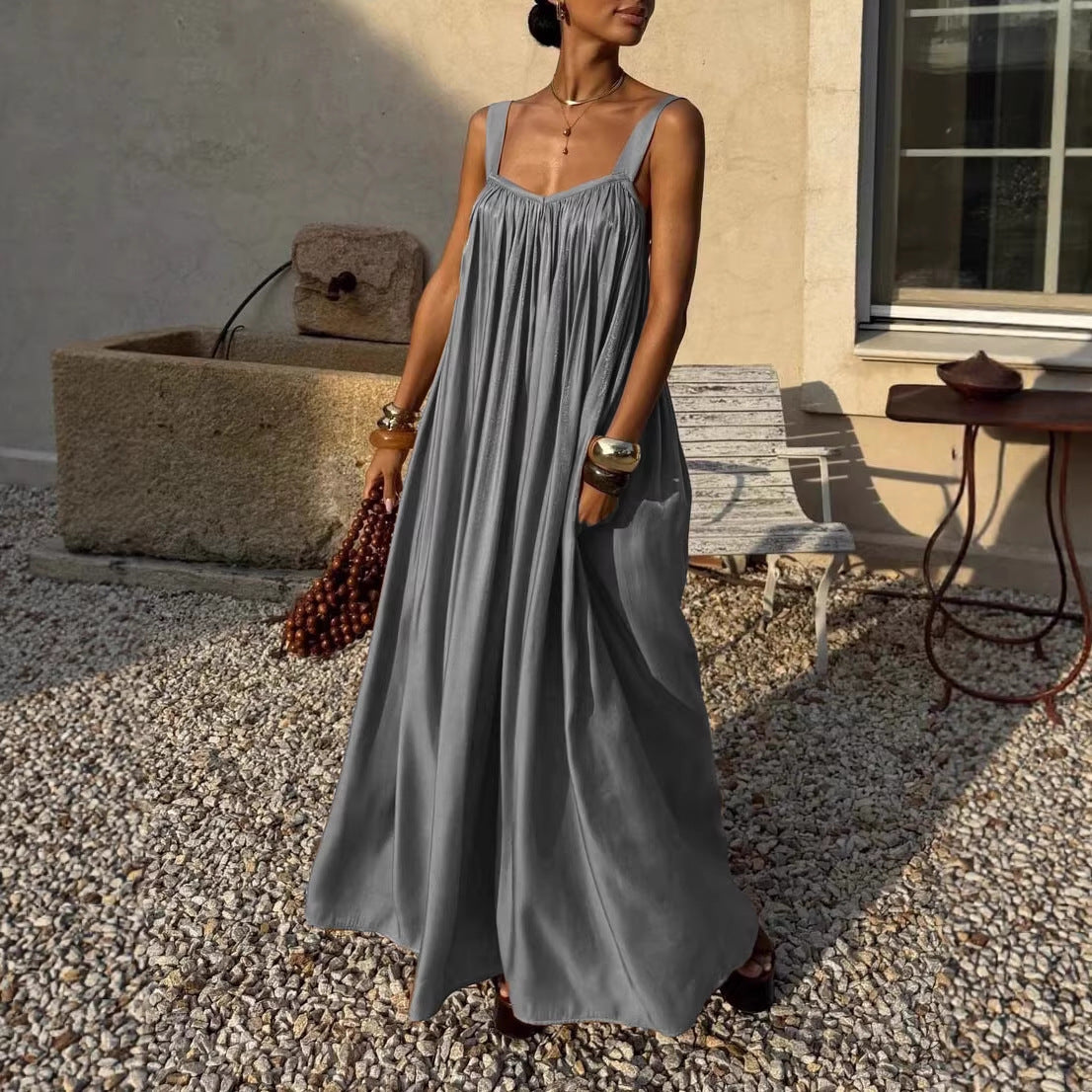 Vestido Lencerío Plisado Estilo Francés Elegante