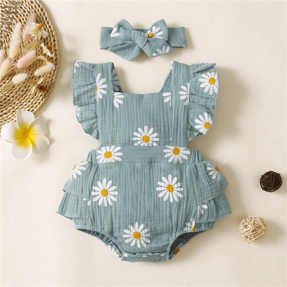 Pelele para Niña con Estampado y Lazo — Algodón Bebé