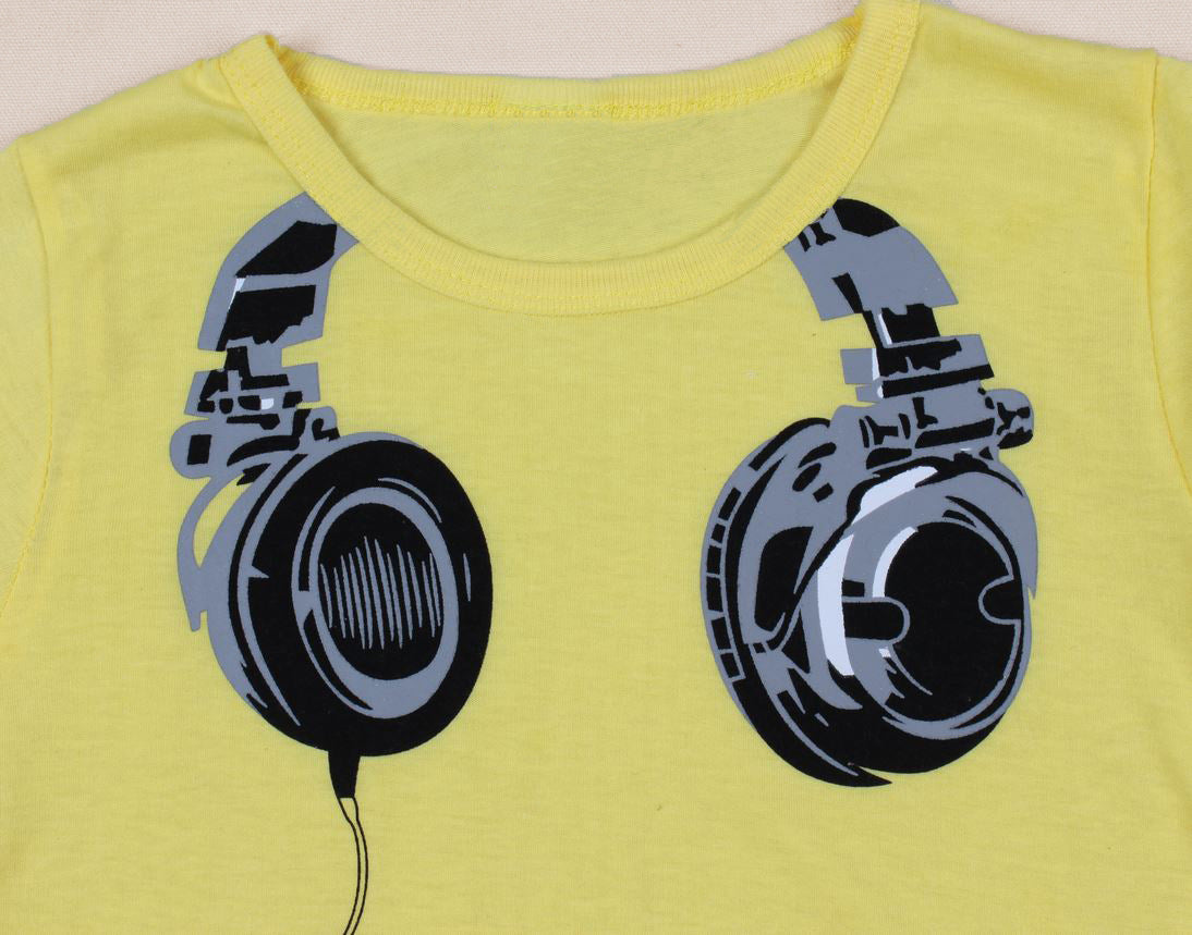 Camiseta Infantil de Manga Corta con Estampado Colorido — Algodón Cartoon