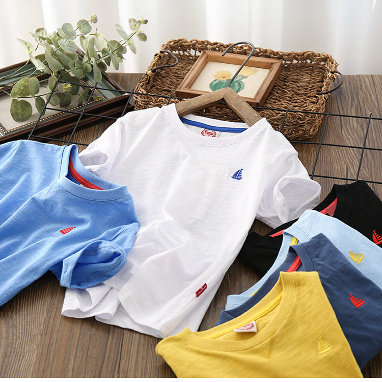 Camiseta Fina de Manga Corta para Niño — Algodón Smooth Sailing