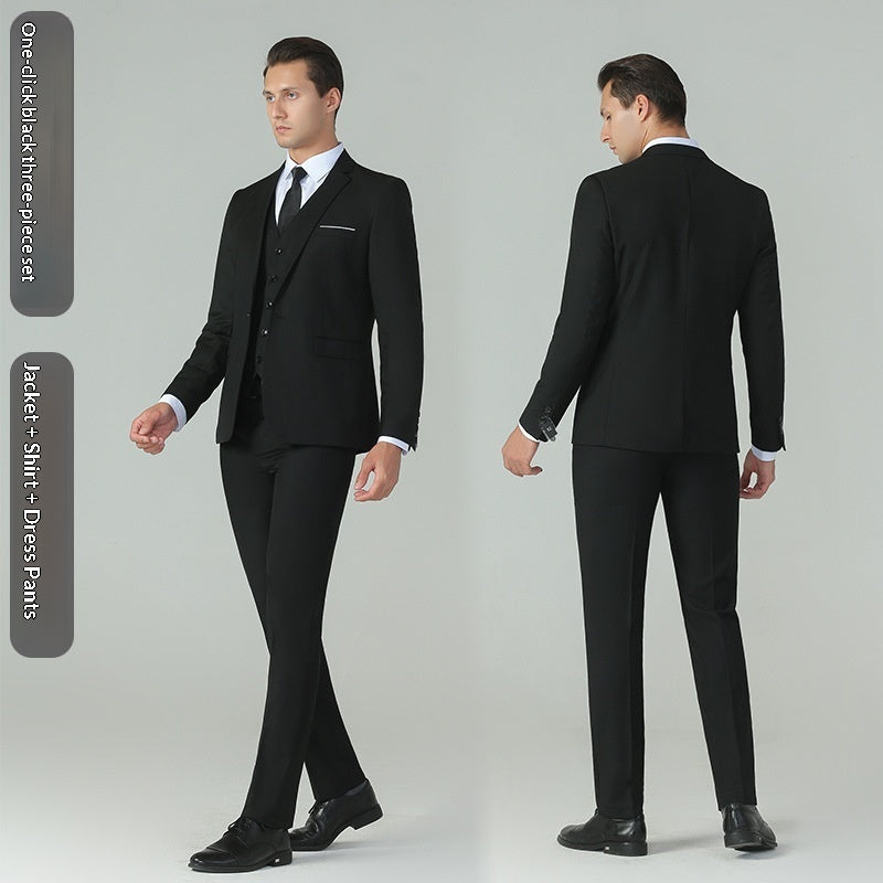 Traje formal elegante y casual para hombre, de corte ajustado.