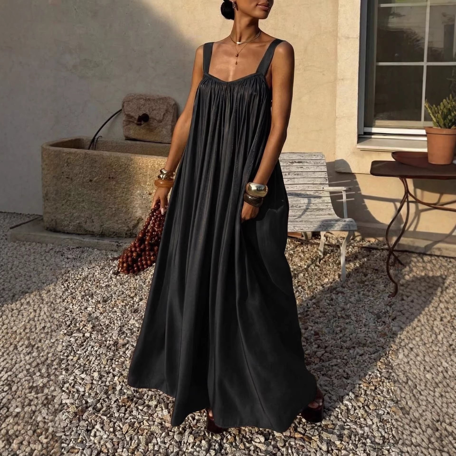 Vestido Lencerío Plisado Estilo Francés Elegante
