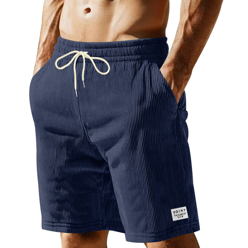 Pantalones cortos de hombre de color liso, con cordones, corte holgado y pierna recta para el verano