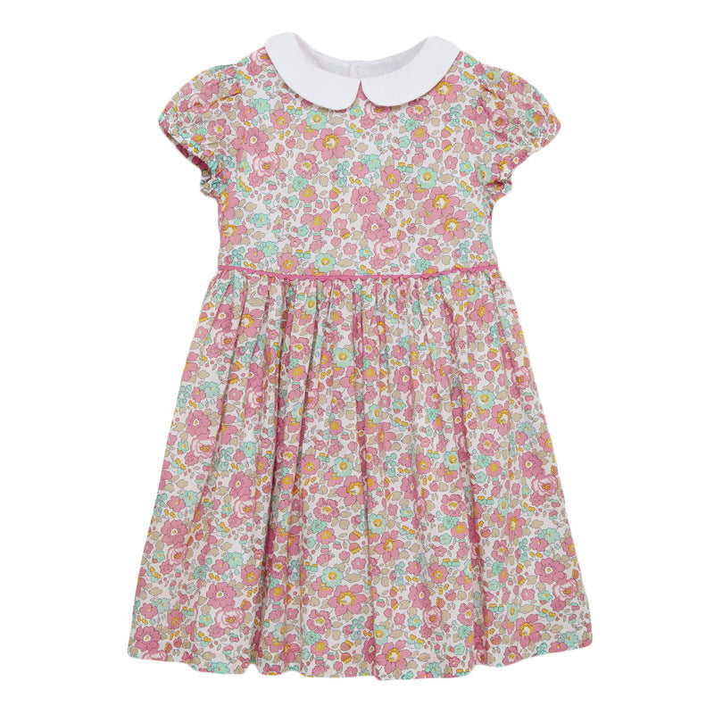 Vestido Manga Corta Estilo Princesa para Niña — Algodón 100%