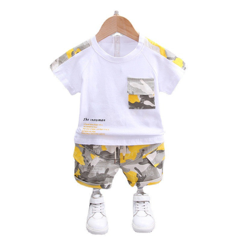 Conjunto Estilo Militar para Niño — Camuflaje Camiseta y Pantalón Corto