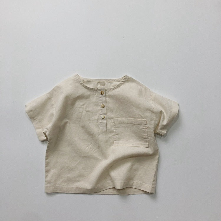 Camiseta Infantil de Ramio Transpirable — Estilo Retro Verano