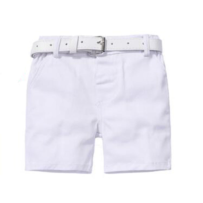 Pantalones Cortos Casuales de Verano para Bebé Niño con Cinturón — Algodón
