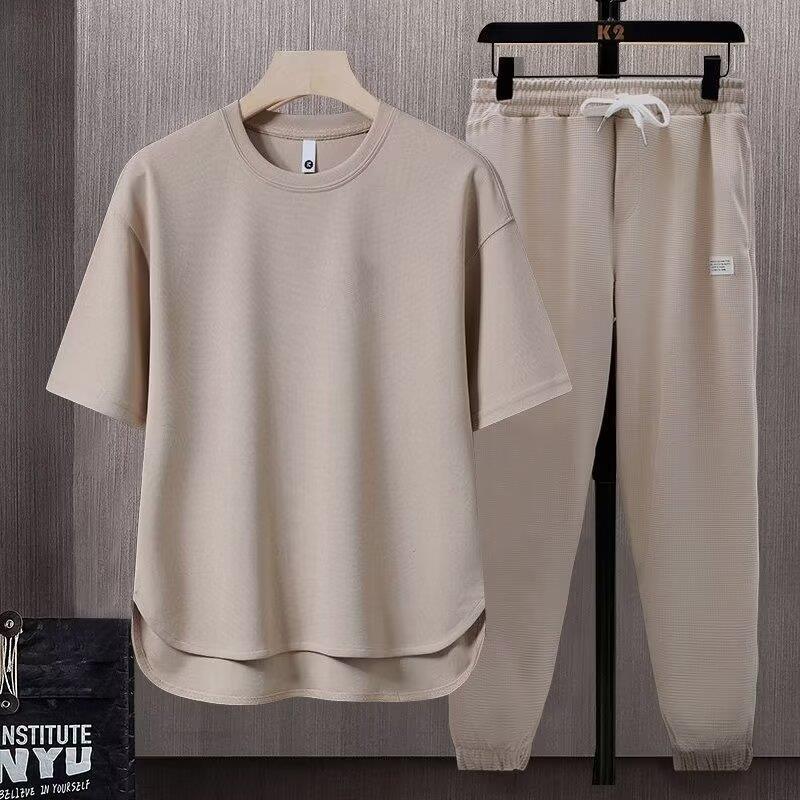 Conjunto de pantalón deportivo de cuello redondo para hombre, ideal para el verano.