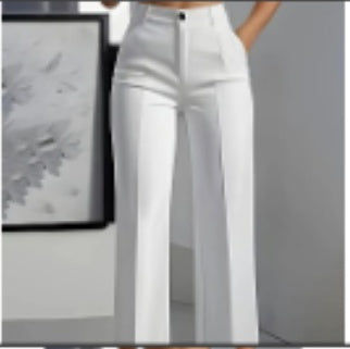 Pantalones de traje de pierna ancha para mujer — color liso