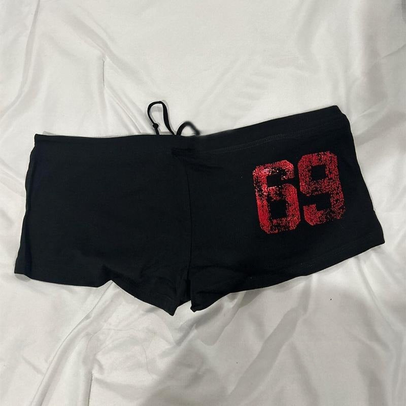 Pantalones cortos informales ultracortos con estampado digital para muje