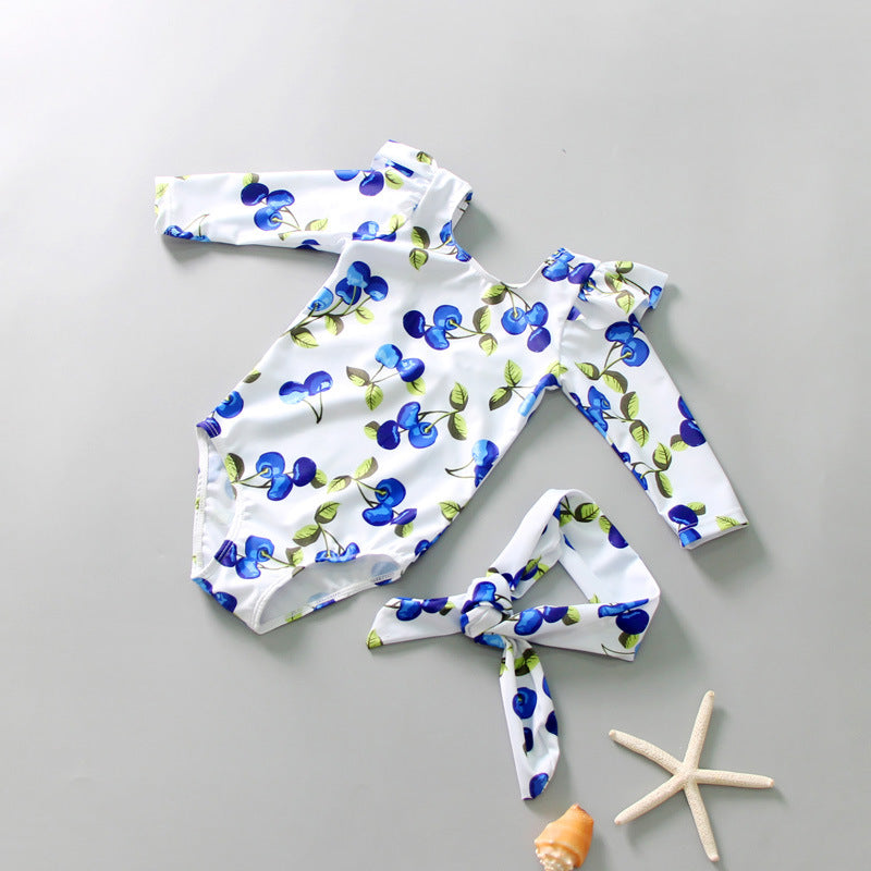 Traje de Baño Una Pieza Floral para Niñas — Bañador Coreano