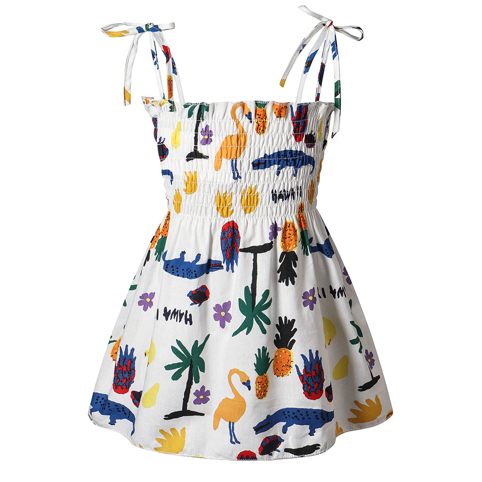 Vestido Princesa Bebé Niña Falda Mariposas Estampado Floral — Algodón
