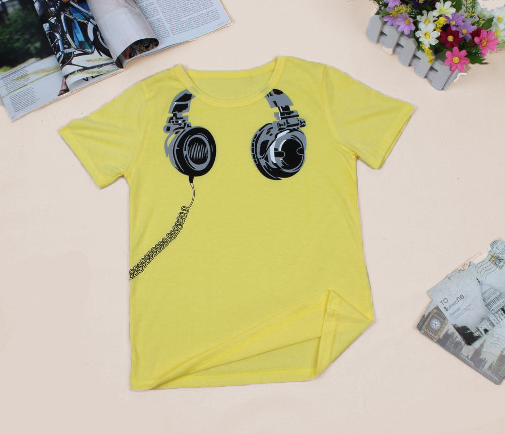 Camiseta Infantil de Manga Corta con Estampado Colorido — Algodón Cartoon