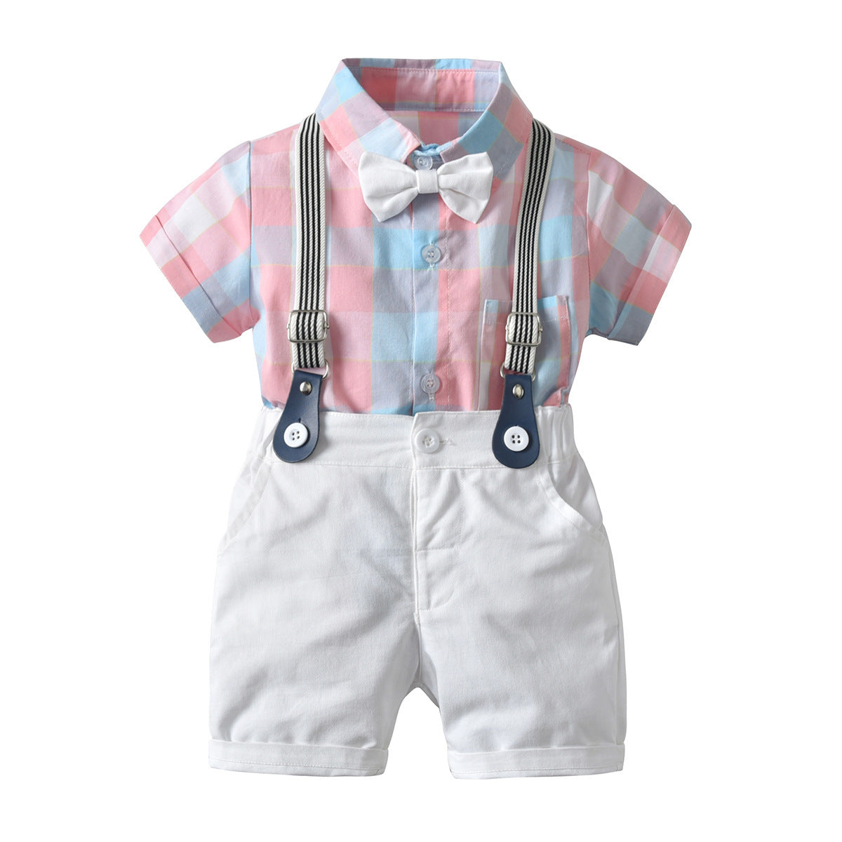 Conjunto de Verano para Bebé Niño: Body de Manga Corta y Peto — Adorable y Cómodo