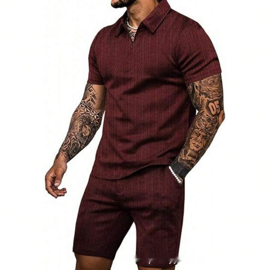 Conjunto Casual de Hombre a Rayas Dos Piezas