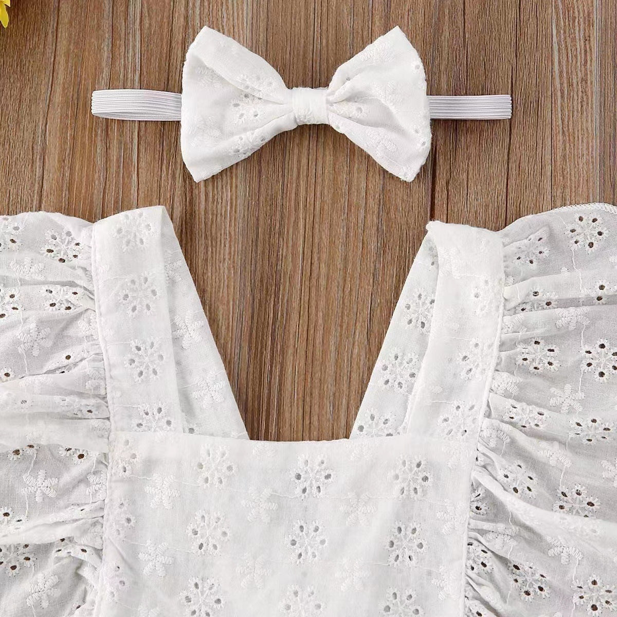 Vestido Tipo Pelele para Bebé Niña — Algodón Color Liso Estilo Princesa