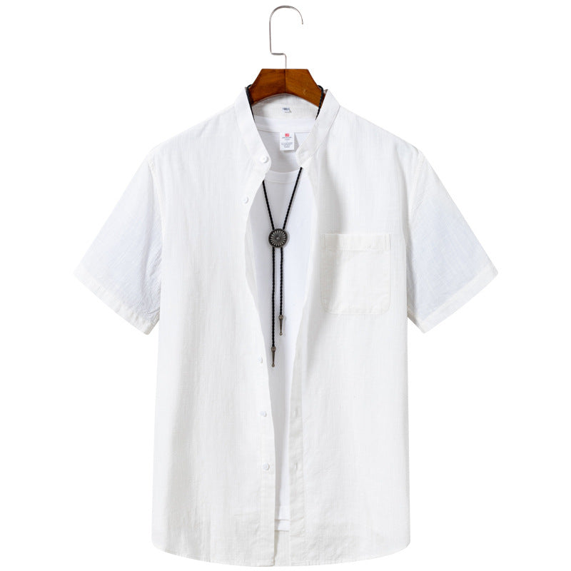 Camisa de manga corta de algodón transpirable con tejido de bambú para hombre