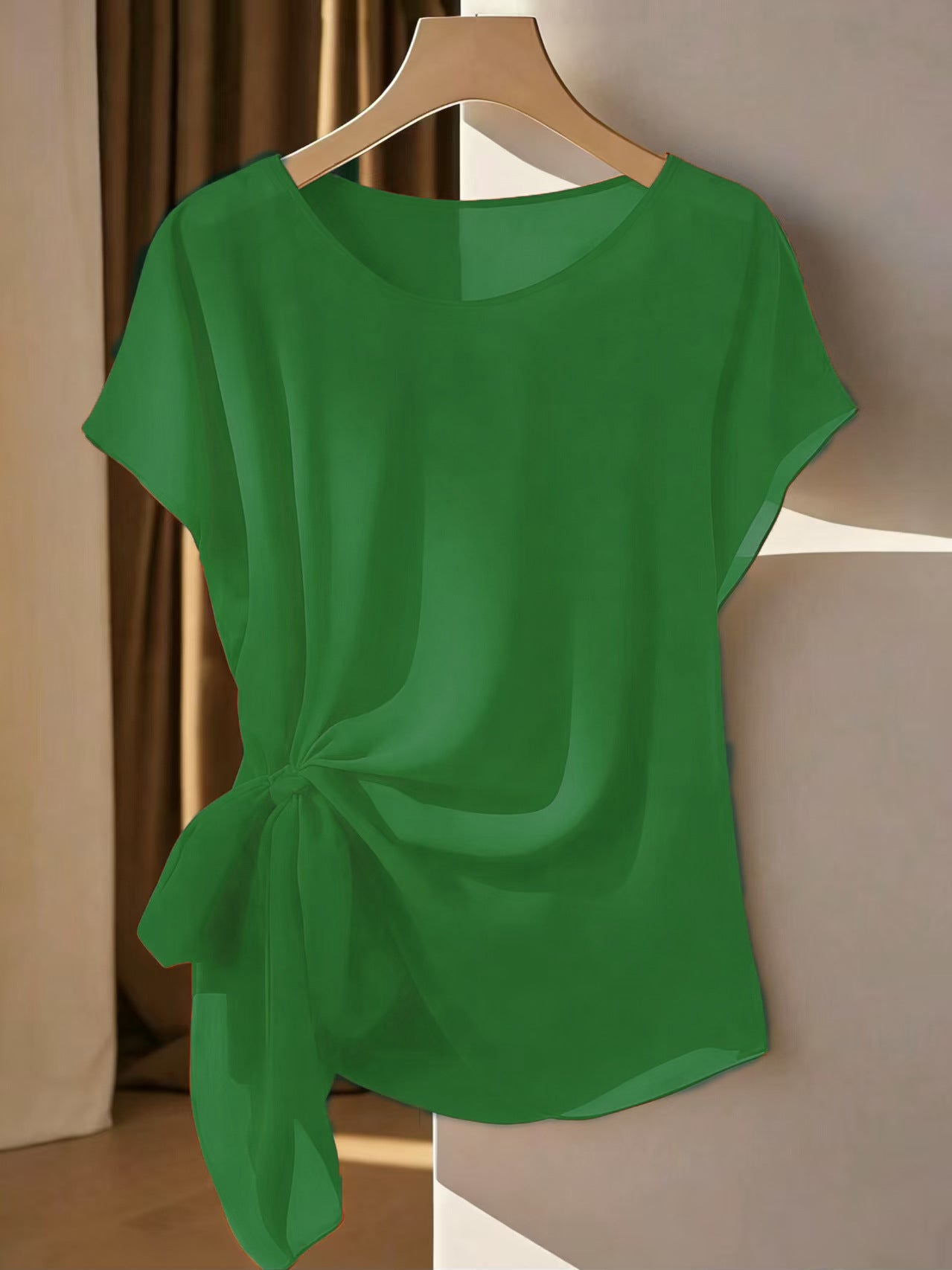 Camiseta de cuello redondo ligera para mujer, nueva colección de verano.