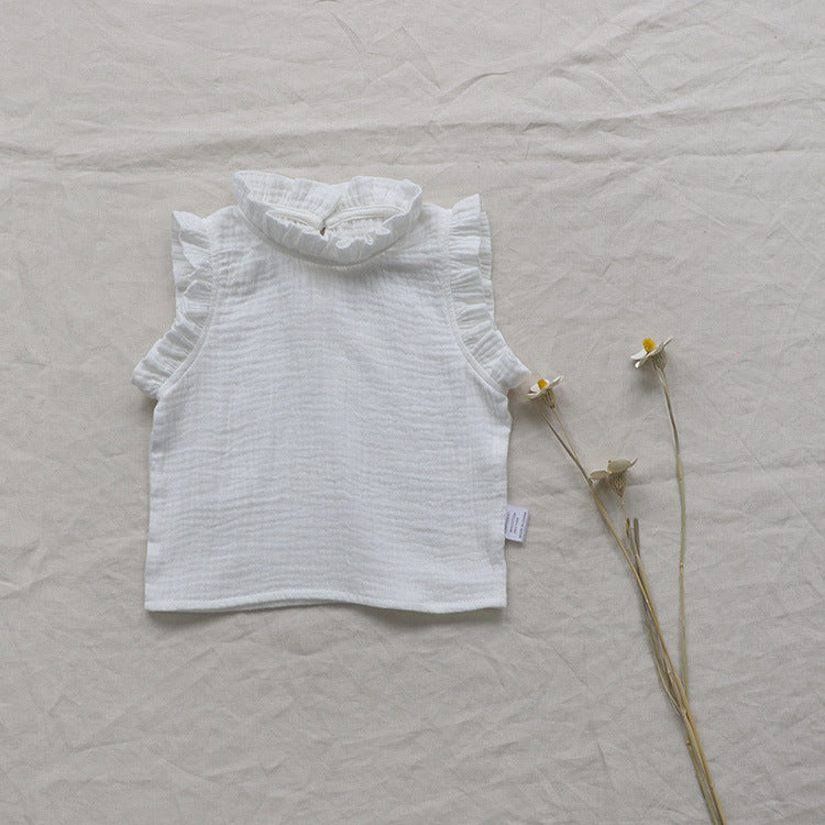 Camiseta Tipo Chaleco Floral de Verano para Bebé Niña — Estilo Coreano