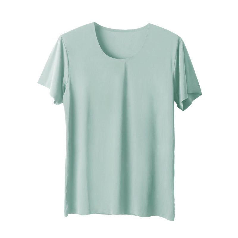 Camiseta de manga corta sin costuras de seda helada para hombre, ideal para el verano.