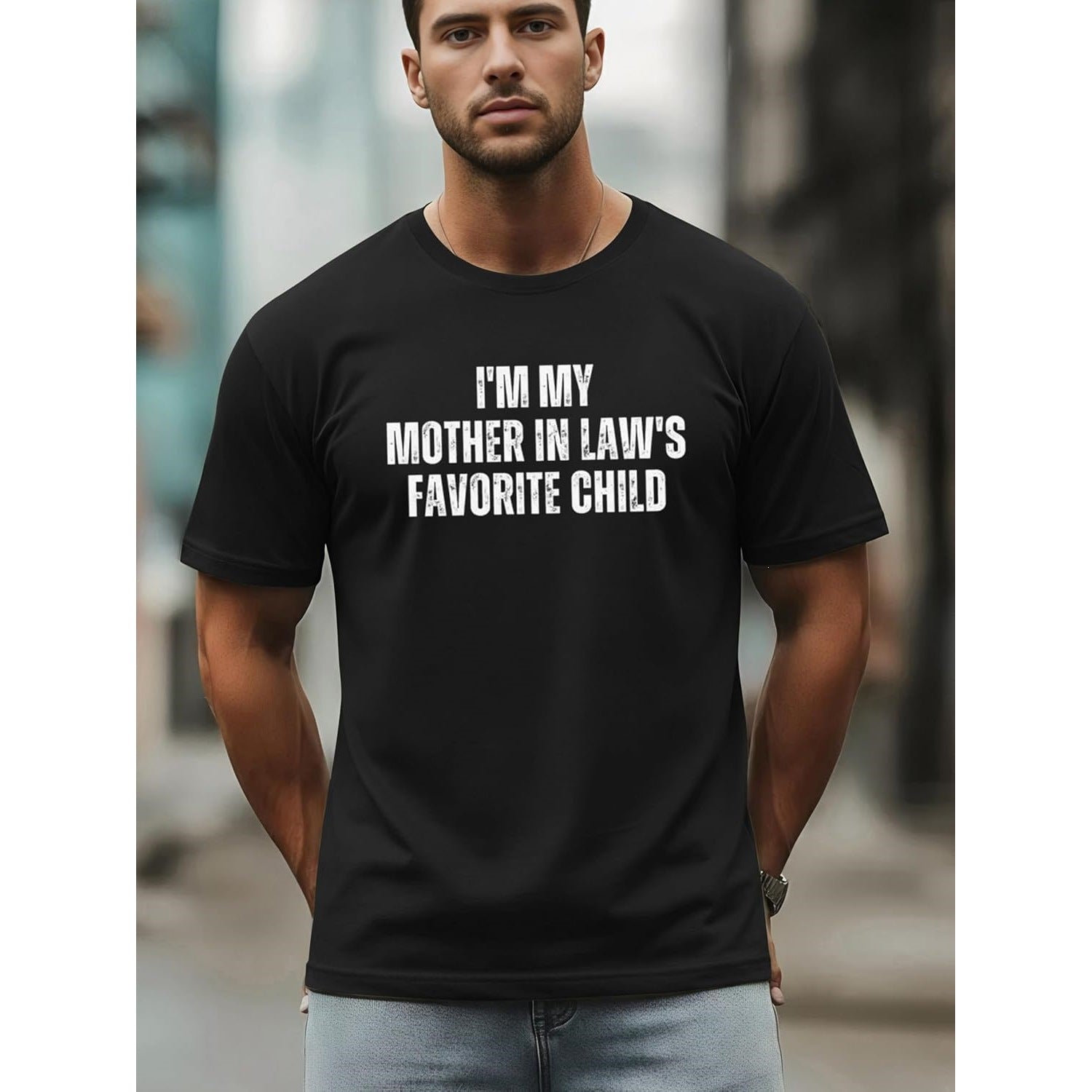 Camiseta de manga corta para hombre con estampado humorístico de letras.