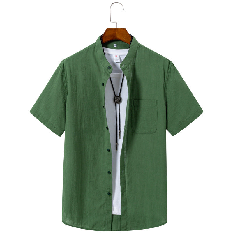 Camisa de manga corta de algodón transpirable con tejido de bambú para hombre