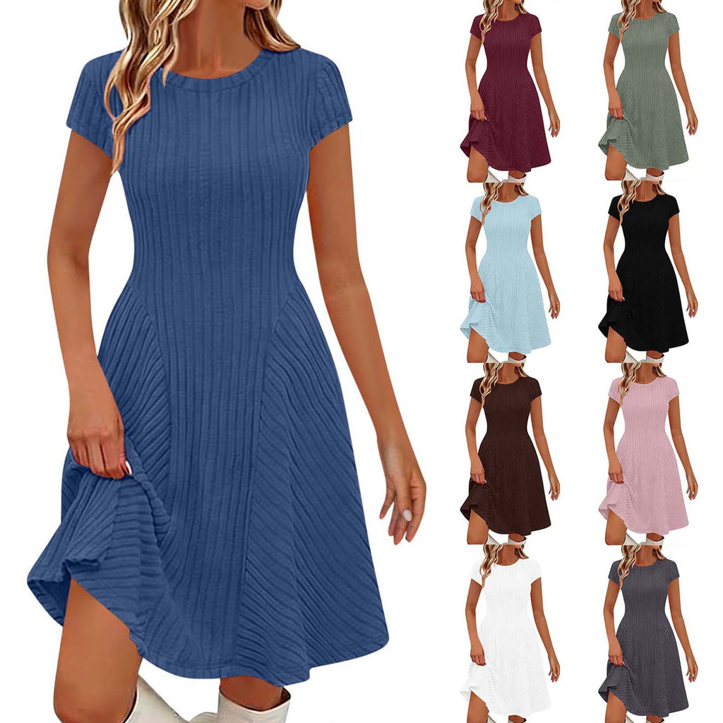 Vestido liso de canalé con cepillado irregular