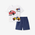 Conjunto informal de verano para niños con estampado de coche de dibujos animados