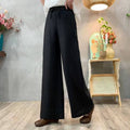 Pantalones holgados de talle alto de algodón y lino para mujer
