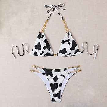 Traje de baño para mujer, bikini, conjunto de bikini con cadena,