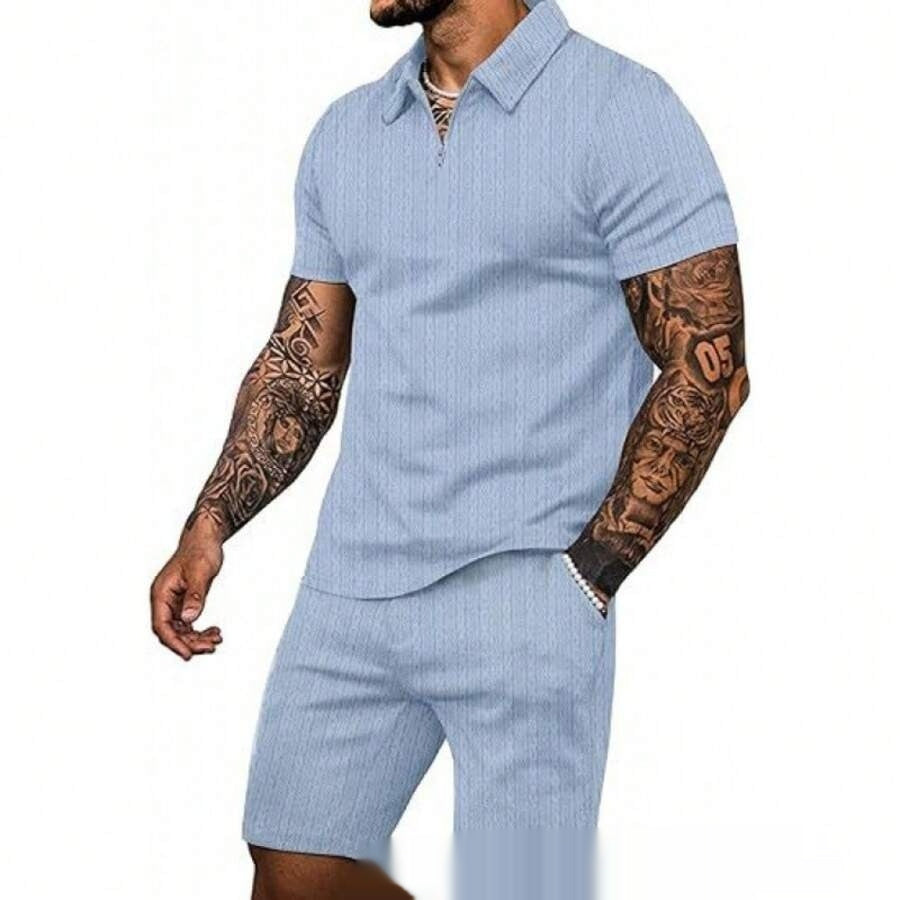 Conjunto Casual de Hombre a Rayas Dos Piezas