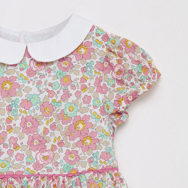 Vestido Manga Corta Estilo Princesa para Niña — Algodón 100%
