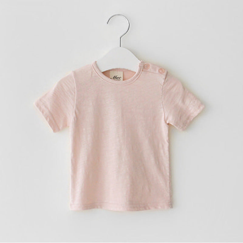 Camiseta Transpirable de Manga Corta para Niños — Algodón 100% Cuello Redondo