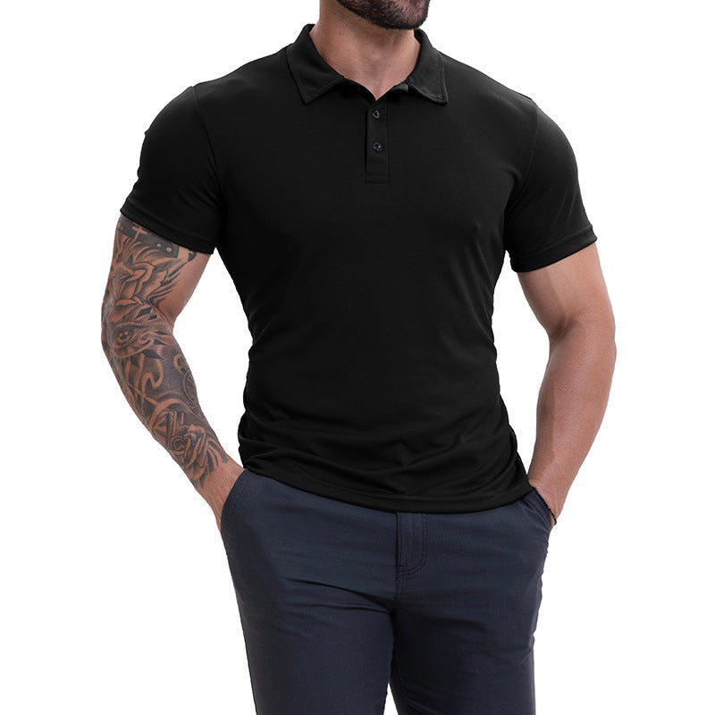 Camisa de manga corta transpirable informal con cuello de solapa para hombre, versátil y que combina con todo.