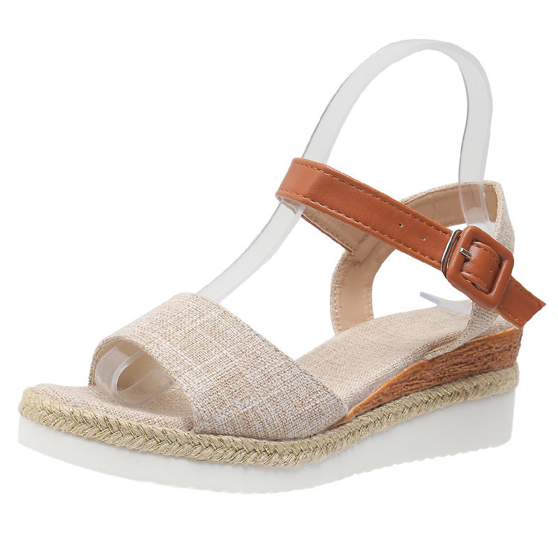 Sandalias de Cuña Informales con Tira en el Tobillo
