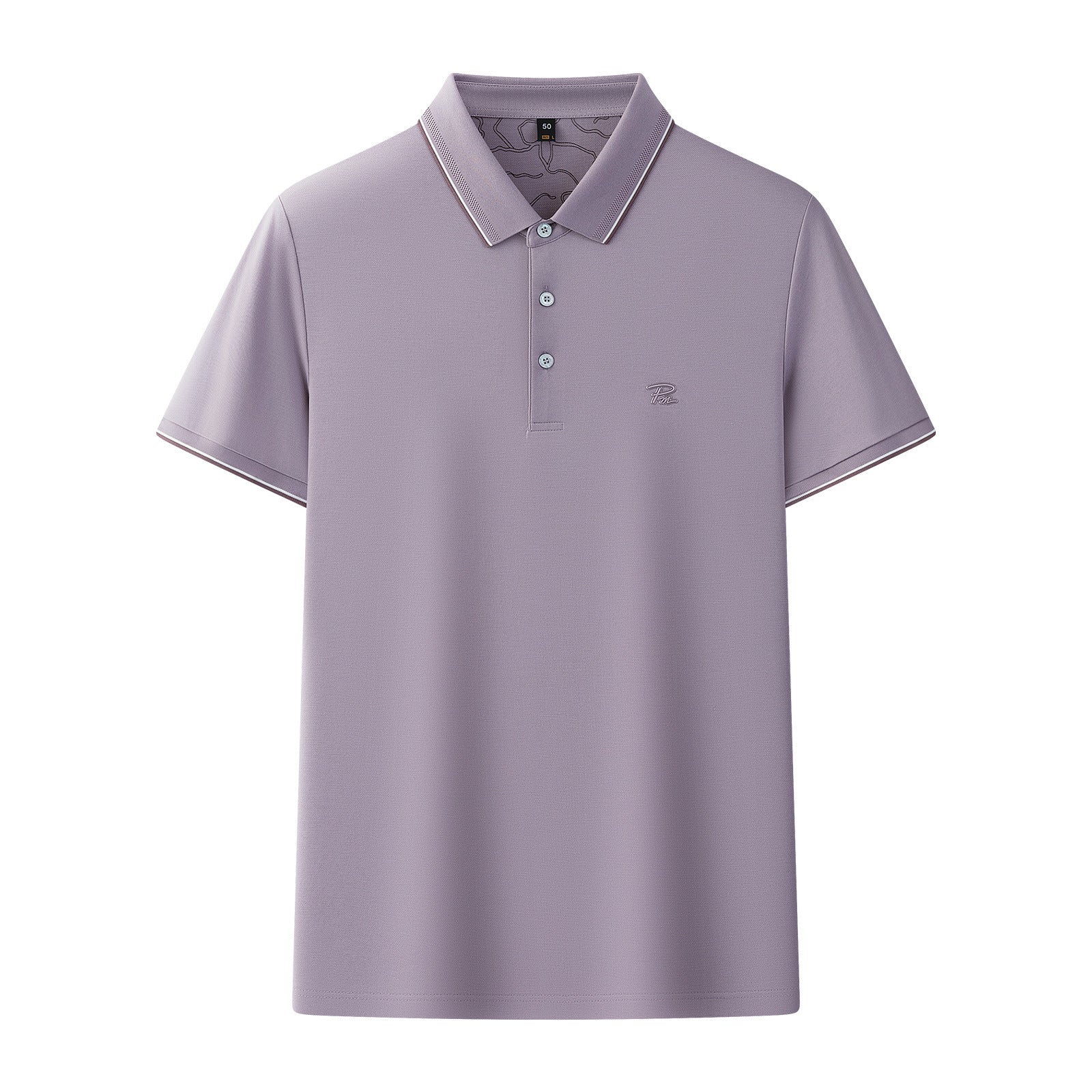 Camisa de manga corta para hombre con solapa y color liso.