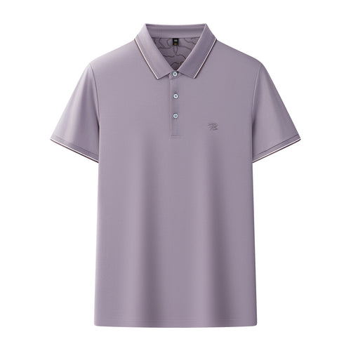 Camisa de manga corta para hombre con solapa y color liso.